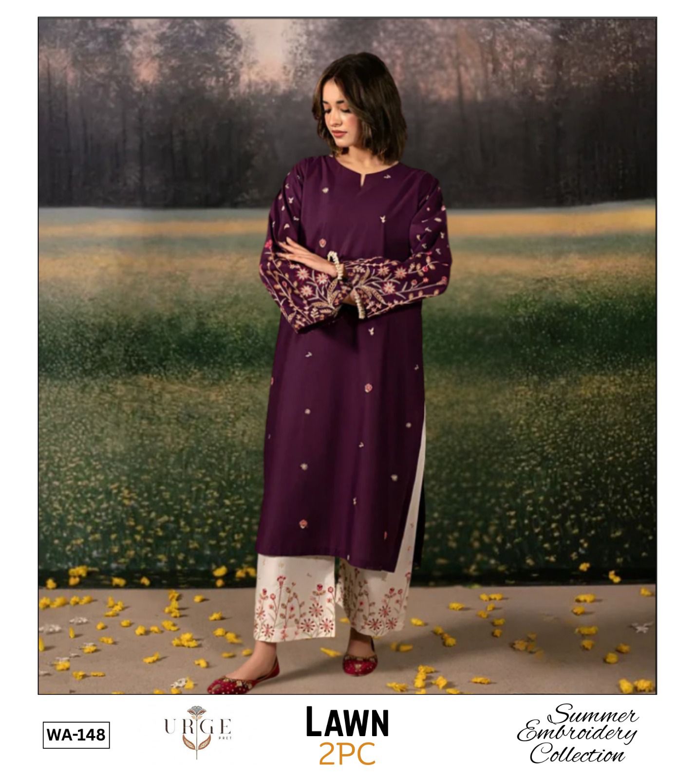 2-Piece Embroidered Unstitched Summer Dress - WA-148